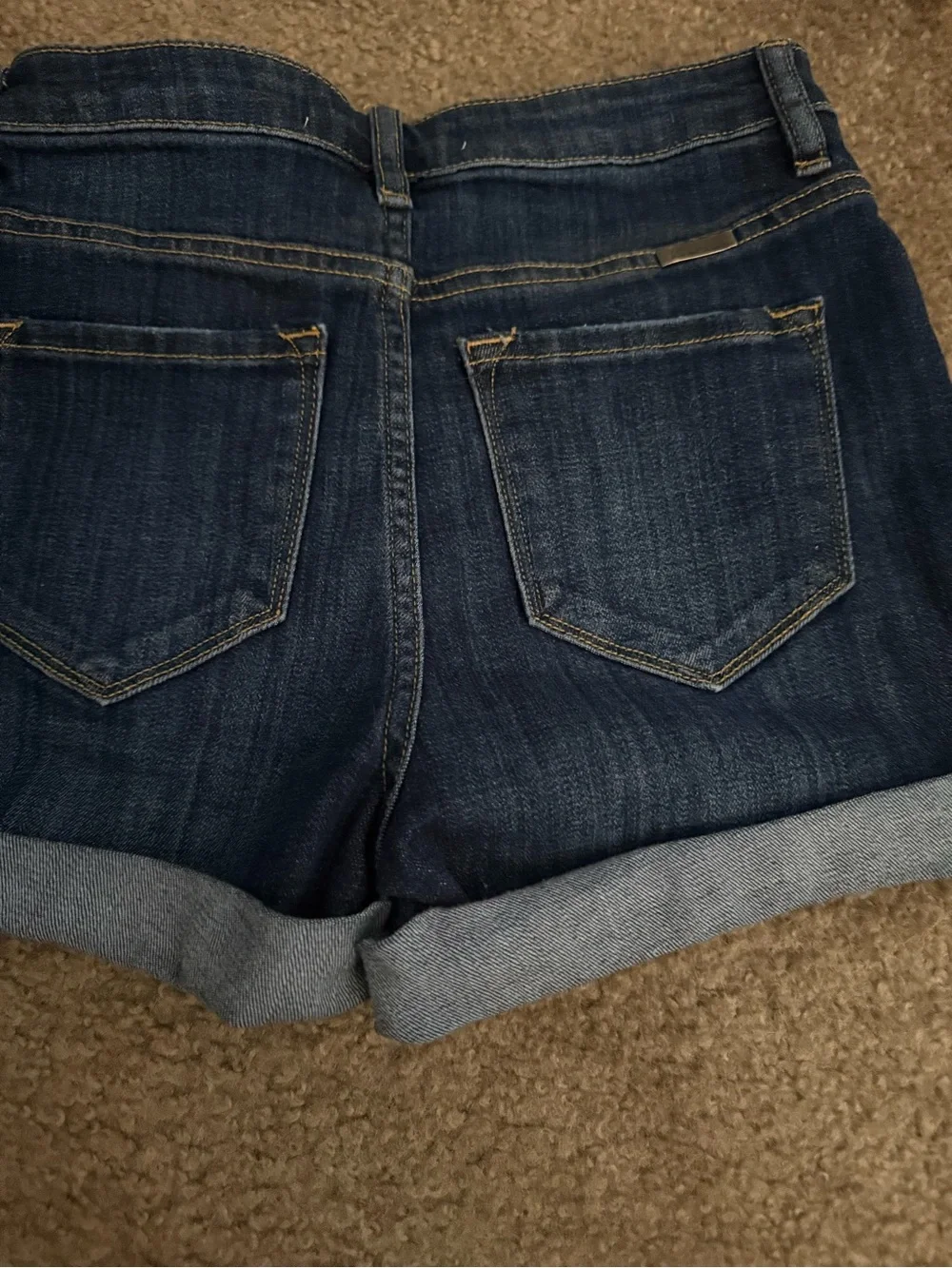 Dark Wash Denim Cuffed Shorts Kancan